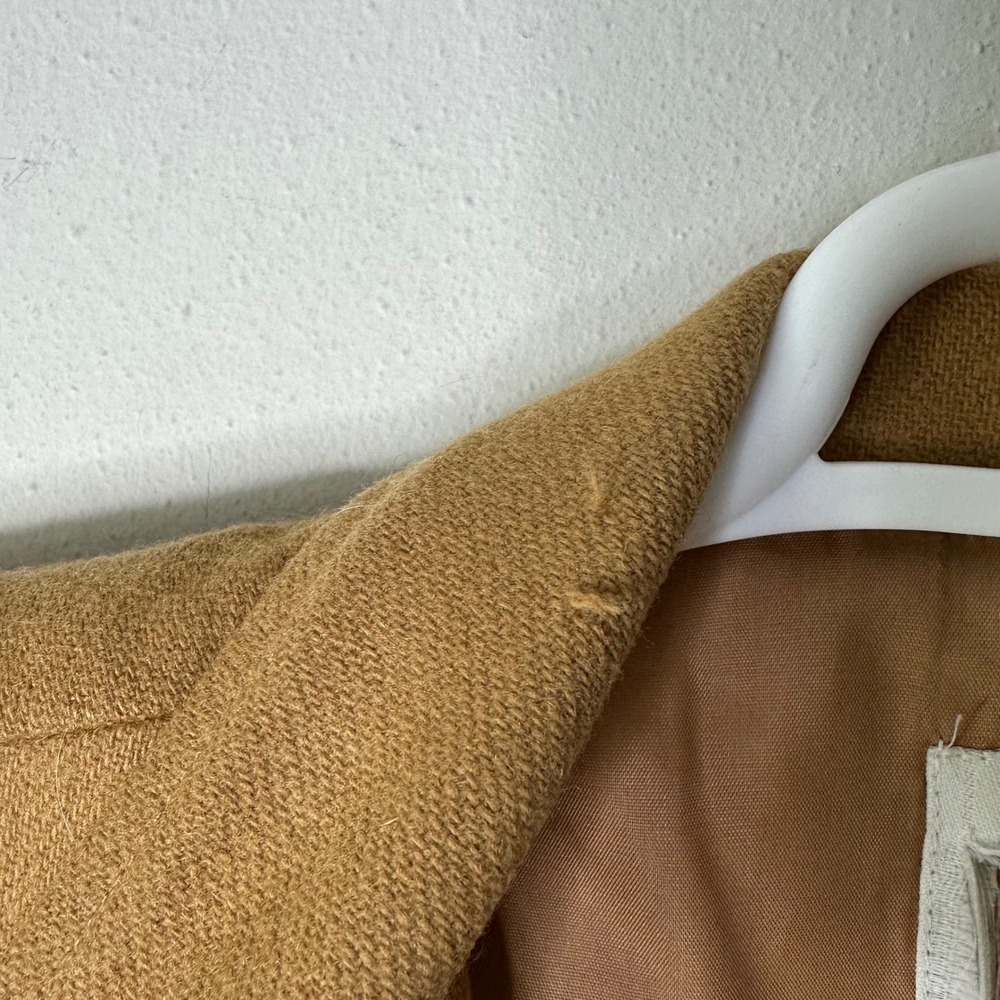 Vintage 100% Wool Safari Blazer Women's 6 Camel Tan‎ Utility Jacket Made in USA - Picture 9 of 9
